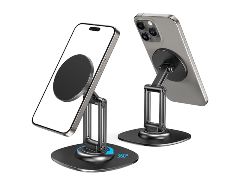 Supporto per cellulare pieghevole con base in metallo girevole a 360°