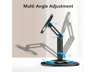 Supporto per cellulare pieghevole con base in metallo girevole a 360°