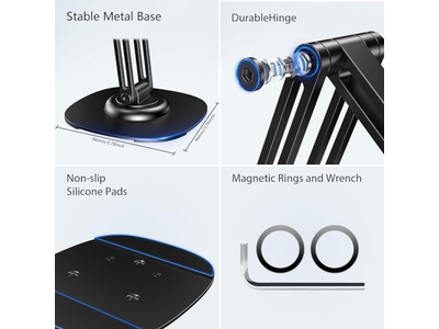 Supporto per cellulare pieghevole con base in metallo girevole a 360°