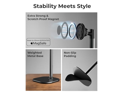 Supporto magnetico regolabile per iPhone per supporto per telefono da scrivania