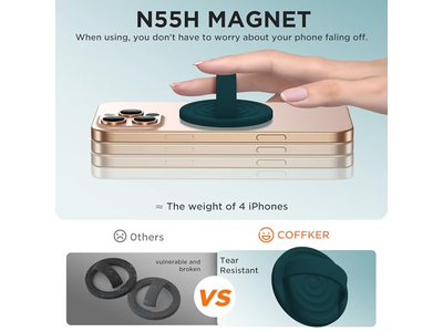 Porta cellulare magnetico con impugnatura ad anello in silicone, passante per dito, verde scuro