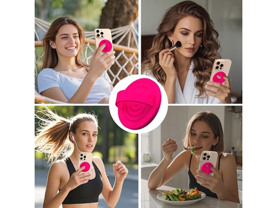 Supporto magnetico per anello per telefono, anello per dito in silicone, colore rosa neon