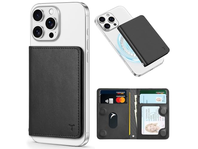 Porta cellulare magnetico con 6 porta carte con blocco RFID nero