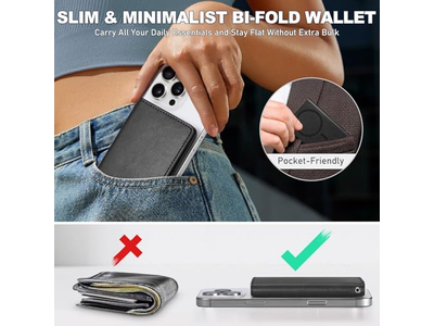 Porta cellulare magnetico con 6 porta carte con blocco RFID nero