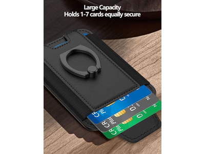 Portafoglio magnetico per telefono Porta carte di credito con blocco RFID Nero