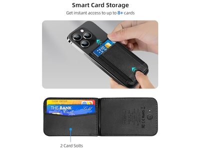 Portafoglio magnetico con supporto Find My per 8 carte con blocco RFID Nero