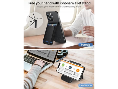 Portafoglio magnetico con supporto Find My per 8 carte con blocco RFID Nero