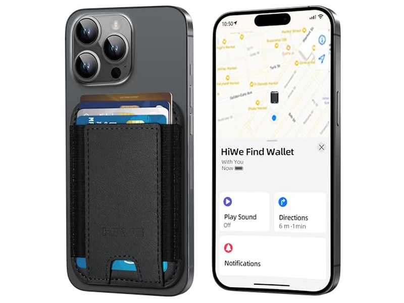 Portafoglio Mag-Safe anti-smarrimento con 5 carte magnetiche in pelle Find My RFID