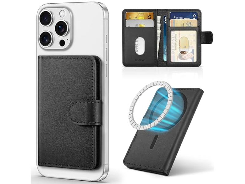 Porta carte magnetico in vera pelle con blocco RFID e 6 slot