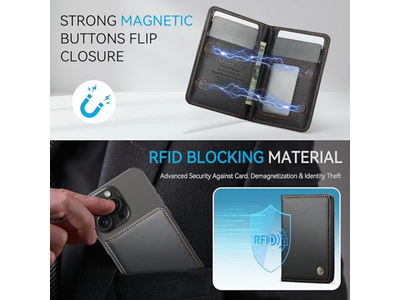 Porta carte magnetico Portafoglio minimalista in pelle PU con blocco RFID