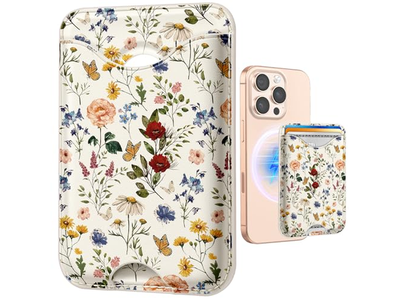 Portafoglio porta carte magnetico con motivo floreale per la serie iPhone
