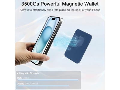Porta carte magnetico per portafoglio per cellulare, compatibile con MagSafe Leathe