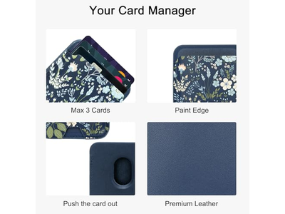 Porta carte magnetico per portafoglio per cellulare, compatibile con MagSafe Leathe