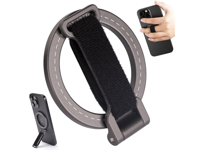Cavalletto magnetico per impugnatura del telefono con cinturino regolabile e potenti magneti
