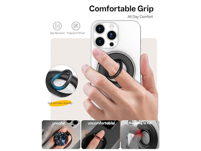 Supporto magnetico per anello con impugnatura per telefono compatibile con iPhone e Andro
