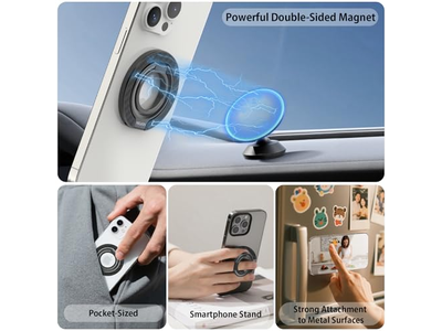 Supporto magnetico per anello con impugnatura per telefono con supporto rimovibile e adattatore a 360 gradi