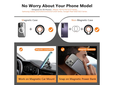 Supporto magnetico per telefono con cavalletto regolabile e cinturino per le dita