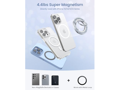 Anello magnetico per telefono per MagSafe Grip - Supporto per anello in argento glitterato Stan
