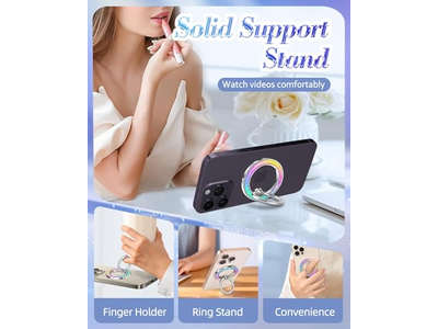 Supporto magnetico per anello per telefono con impugnatura rimovibile per il dito - Design glitterato