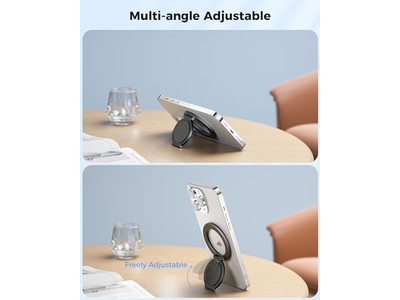 Supporto ad anello magnetico per uso su entrambi i lati. Impugnatura rimovibile con cavalletto