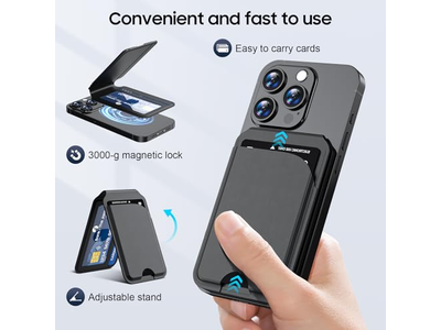Portafoglio magnetico per iPhone Porta carte regolabile in pelle con blocco RFID