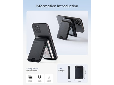 Portafoglio magnetico per iPhone con supporto regolabile e blocco RFID