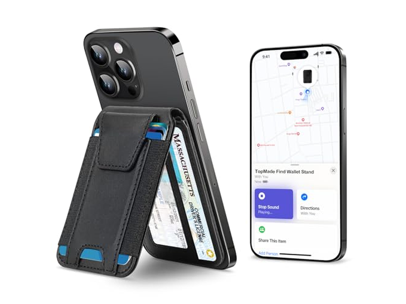 Portafoglio magnetico per iPhone Funziona con il supporto regolabile Find My 9 Ca