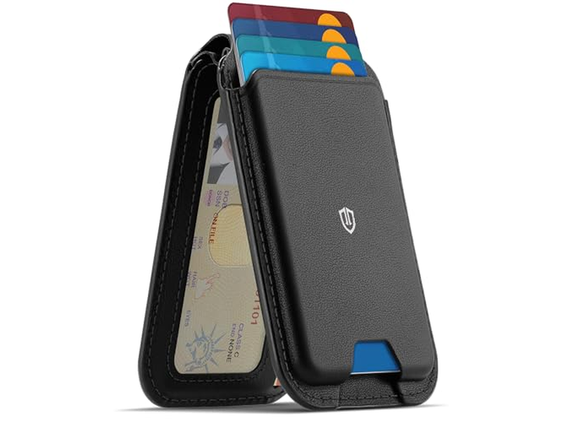Portafoglio magnetico per MagSafe in vera pelle 6 porta carte RFID Blo