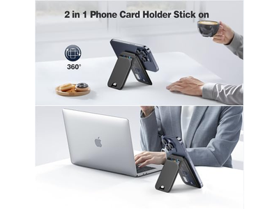 Portafoglio magnetico per telefono Porta carte e supporto in pelle regolabile