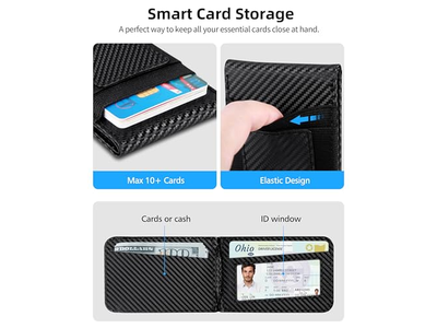 Portafoglio magnetico con finestra ID e 4 slot per carte con blocco RFID