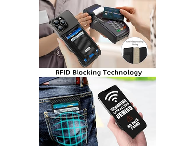 Portafoglio magnetico con finestra ID e 4 slot per carte con blocco RFID