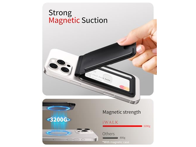 Portafoglio magnetico con supporto per 5 carte con blocco RFID e supporto regolabile