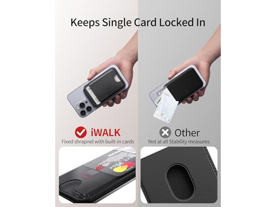 Portafoglio magnetico con supporto per 5 carte con blocco RFID e supporto regolabile