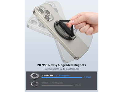 Impugnatura MagSafe per telefono con cinturino da dito. Supporto ad anello MagSafe rimovibile