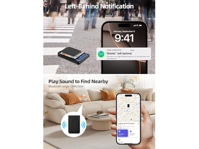 Portafoglio MagSafe con fermasoldi Funziona con il porta carte Find My 8 Nero