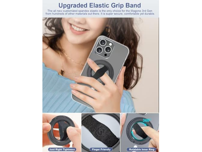 Supporto per telefono con cinturino da dito e cavalletto con supporto per anello magnetico