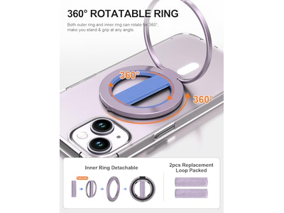 Supporto per telefono con passante per dito sostituibile e supporto per anello magnetico