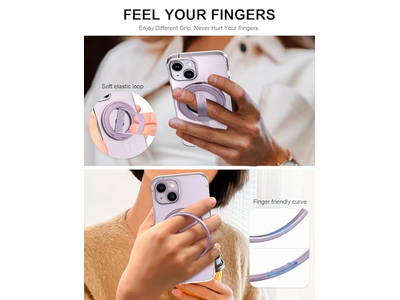Supporto per telefono con passante per dito sostituibile e supporto per anello magnetico
