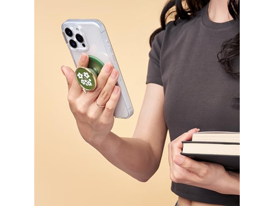 Grip per telefono con cavalletto, supporto magnetico, parte superiore intercambiabile, fiore verde