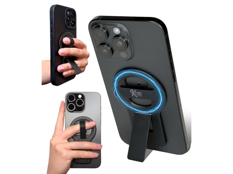 Impugnatura per telefono con anello e cavalletto: treppiede magnetico girevole a 360 gradi